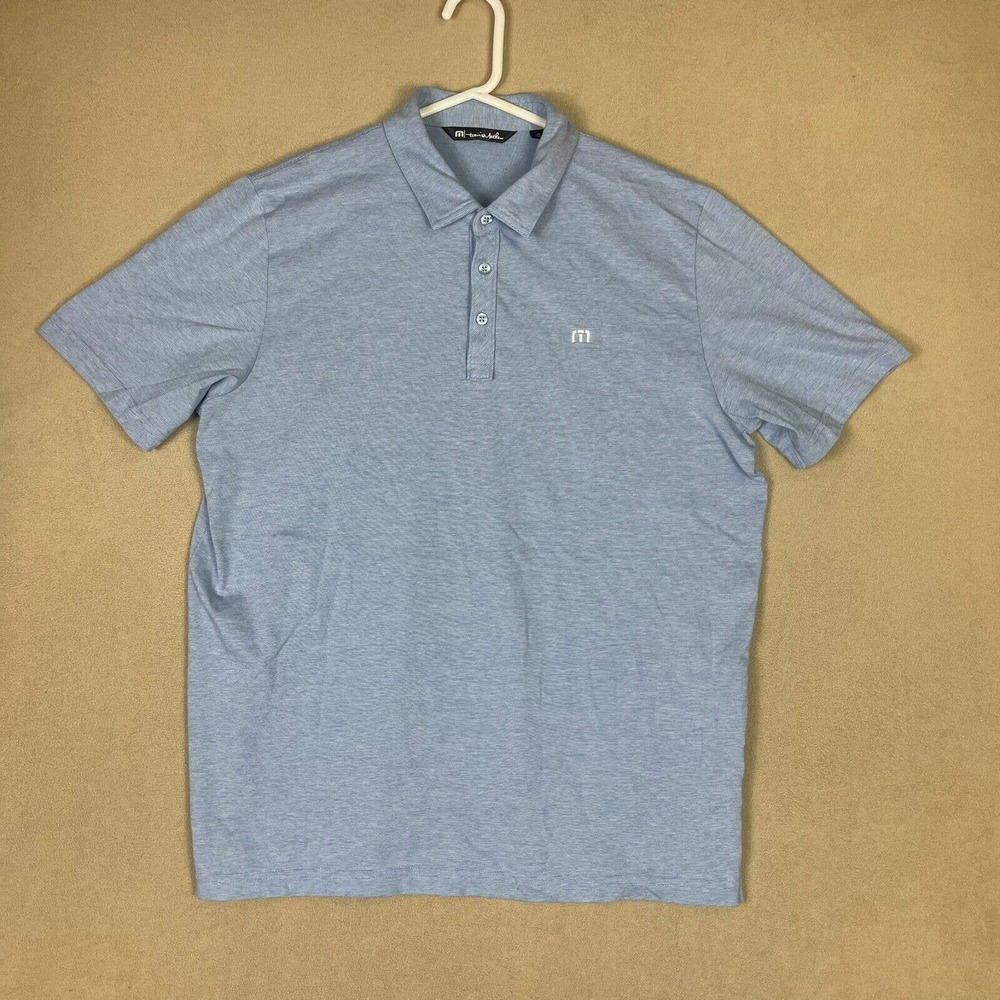 Travis Mathew Polo Shirt‎ Adult Extra Large Blue Golf Preppy Rugby Logo Mens